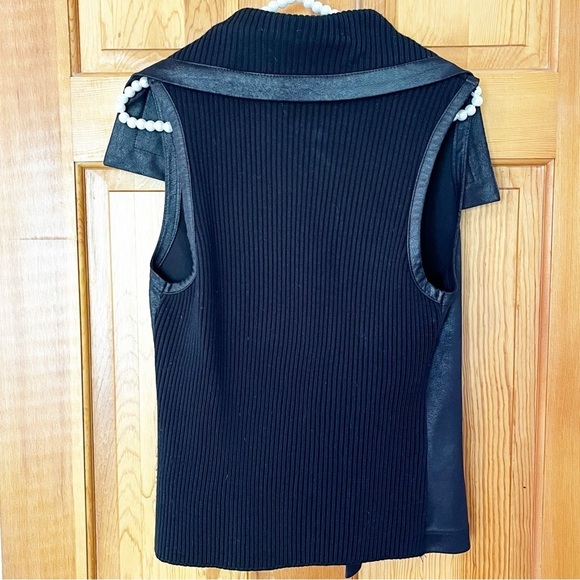 Joseph Ribkoff Womens Faux Suede Vest Sz 4 Ribbed Open Front Lightweight Moto - Picture 6 of 7